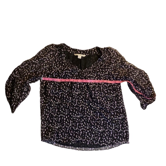DVF Diane Von Furstenberg Silk Black Speckled Top Size Small - Picture 7 of 8